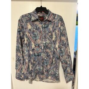 Mens EQ Long Sleeve Button Down Shirt Abstract Size L